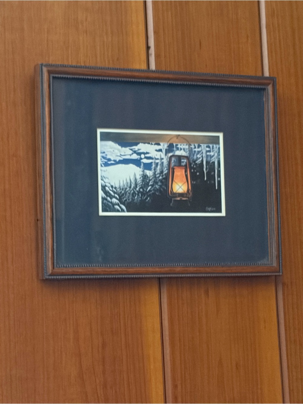 Rare Print by Stephen Lyman Firelight Lantern Light  Framed & Matted 1992